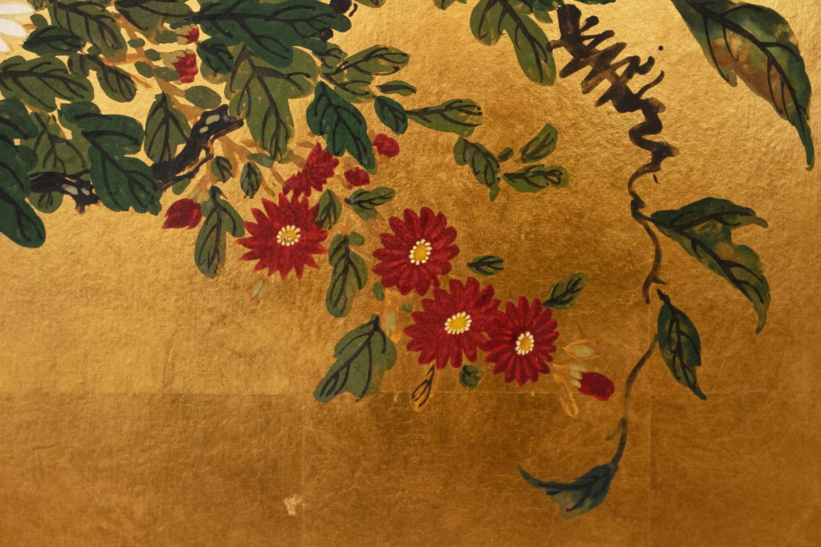 1960s Large ShÅwa Era Japanese Byobu Screen "Chrysanthemums" - 9