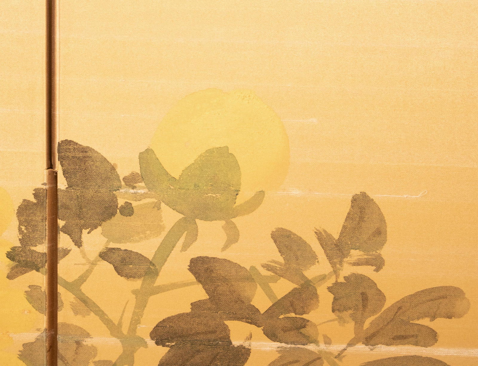 1950-1960s ShÅwa Era Japanese Painted Silk Byobu Screen "Peonies" - 11