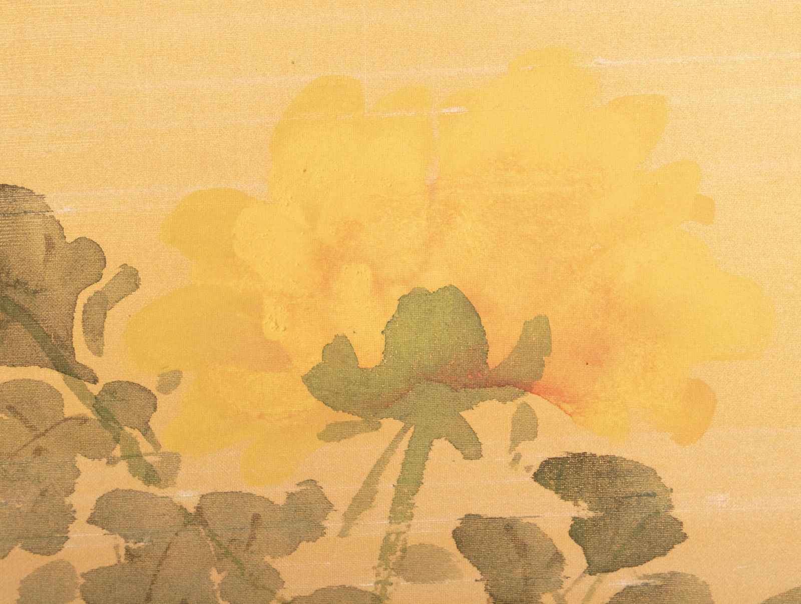 1950-1960s ShÅwa Era Japanese Painted Silk Byobu Screen "Peonies" - 9