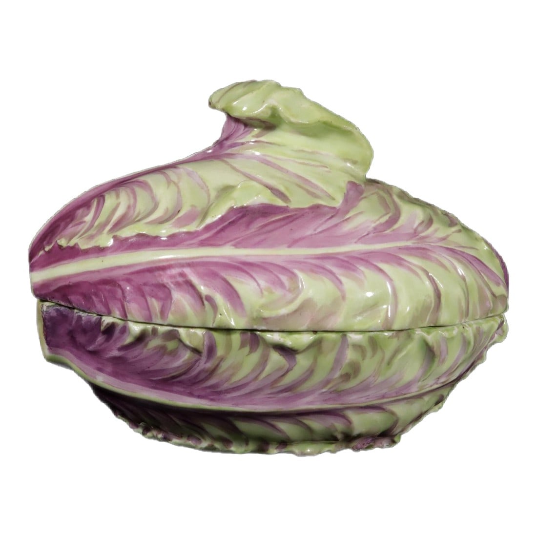 Late 18th Century German Porcelain Trompe l'Oeil Cabbage Tureen and Cover, Meissen: 18th-Century Meissen "Red Cabbage" Tureen Marcolini Period (c. 1774–1814) An exceptional hard-paste porcelain covered tureen (or covered vegetable dish) modeled naturalistically as a head of