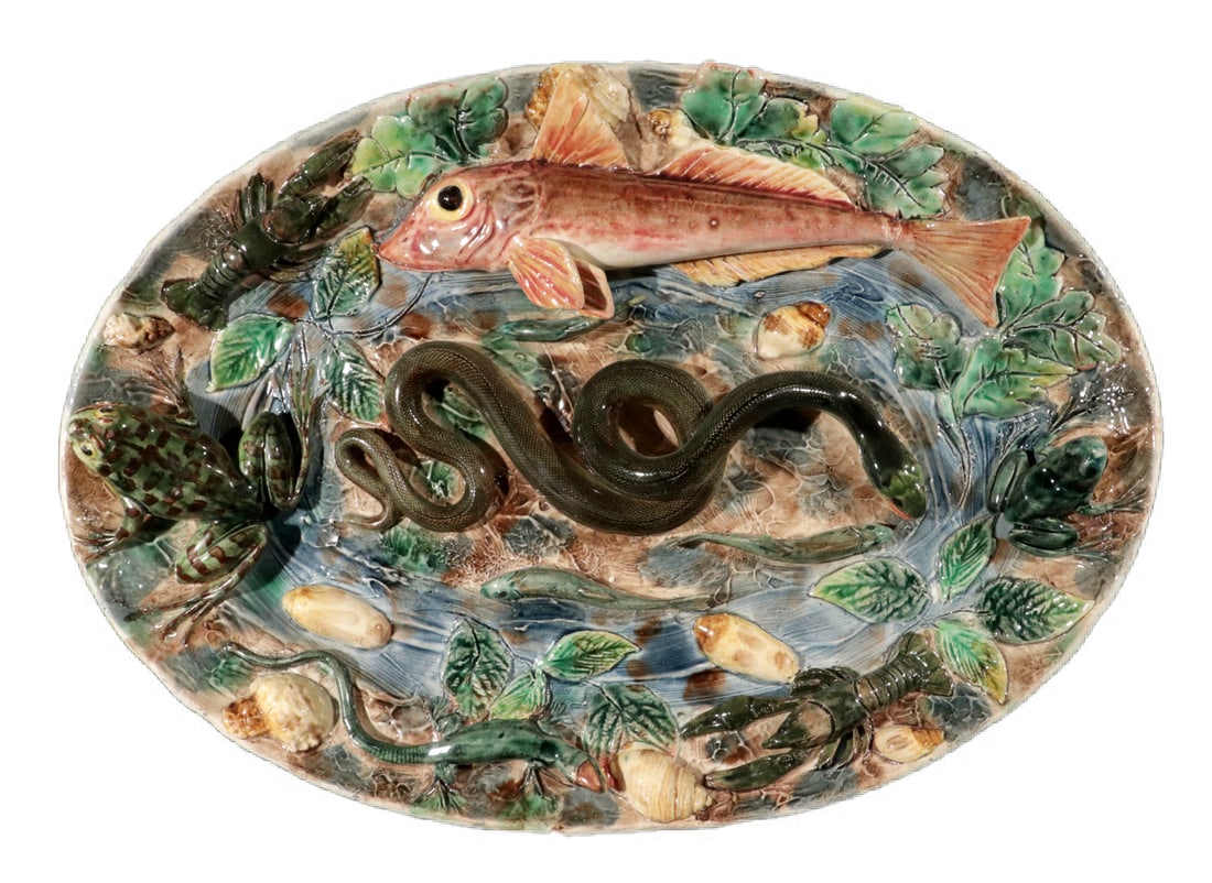 Late 19th Century French Majolica Palissy Dish, Longchamp - 14