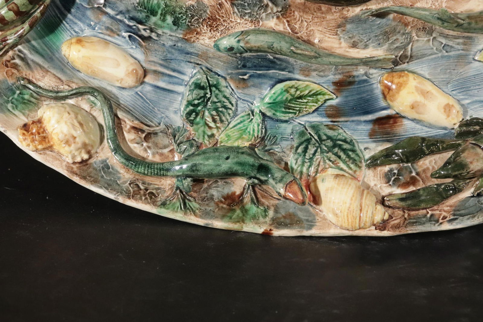 Late 19th Century French Majolica Palissy Dish, Longchamp - 7