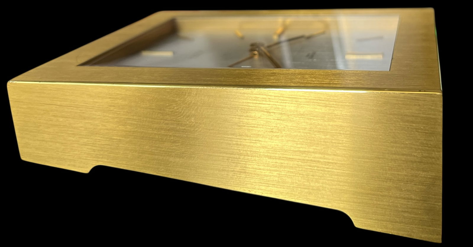 Vintage Hermès 8-Day Brushed Gilt Brass and Silk-Textured Silver Desk Clock "” Swiss, C. - 11