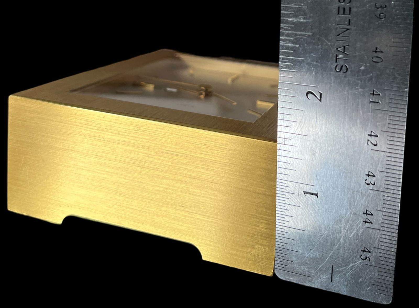 Vintage Hermès 8-Day Brushed Gilt Brass and Silk-Textured Silver Desk Clock "” Swiss, C. - 14