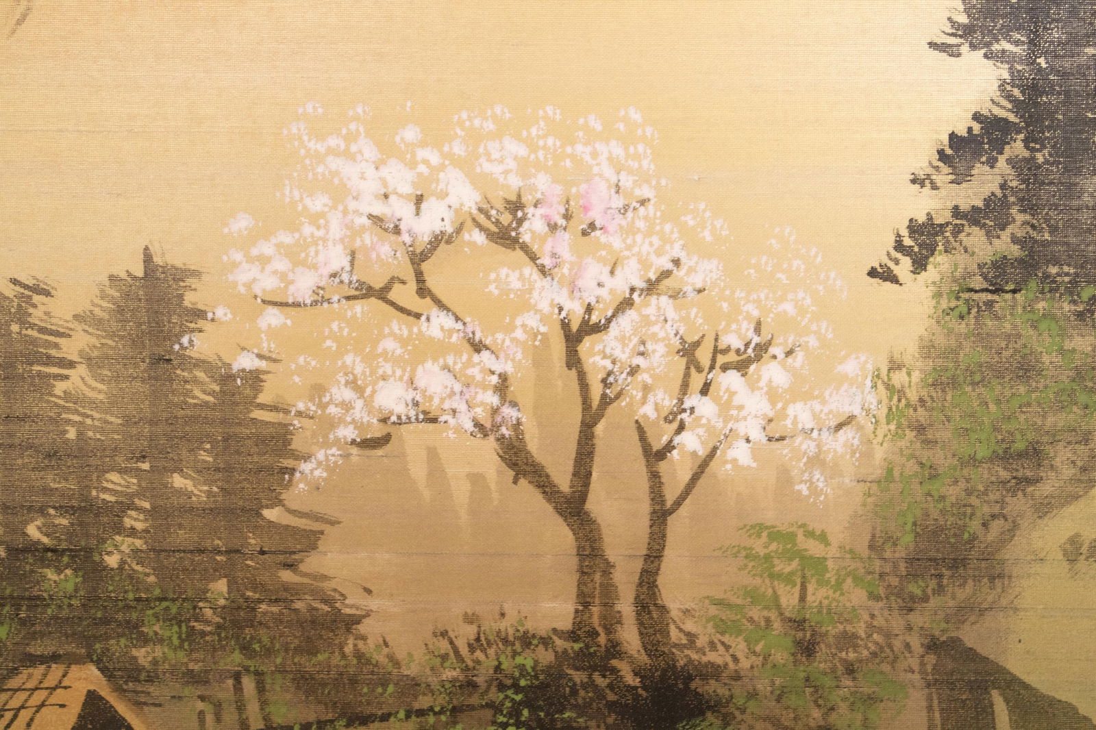 1960s ShÅwa Era Japanese Byobu Screen, "Spring Landscape" - 14