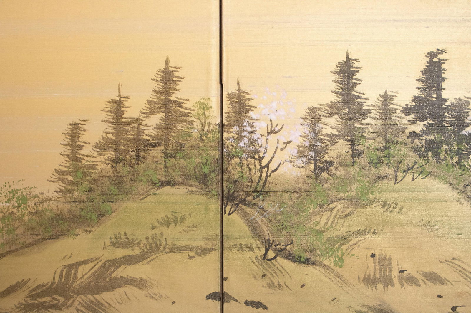1960s ShÅwa Era Japanese Byobu Screen, "Spring Landscape" - 4