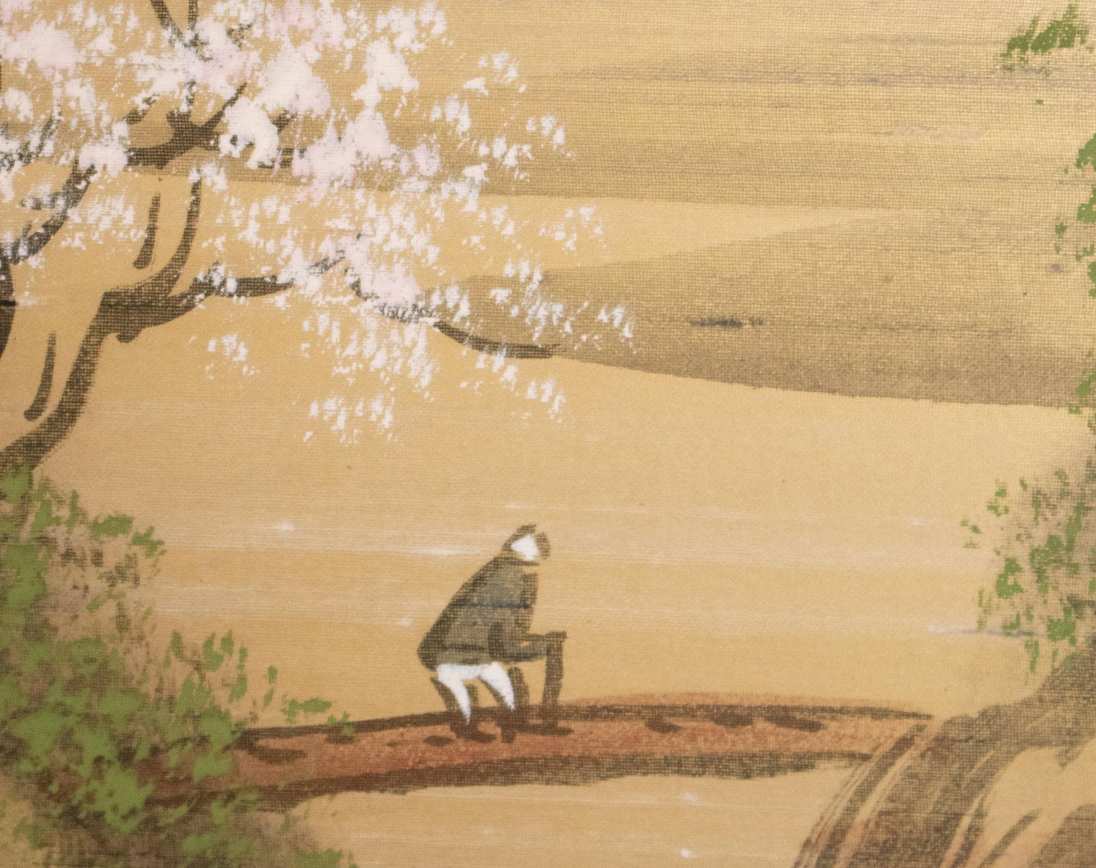 1960s ShÅwa Era Japanese Byobu Screen, "Spring Landscape" - 8