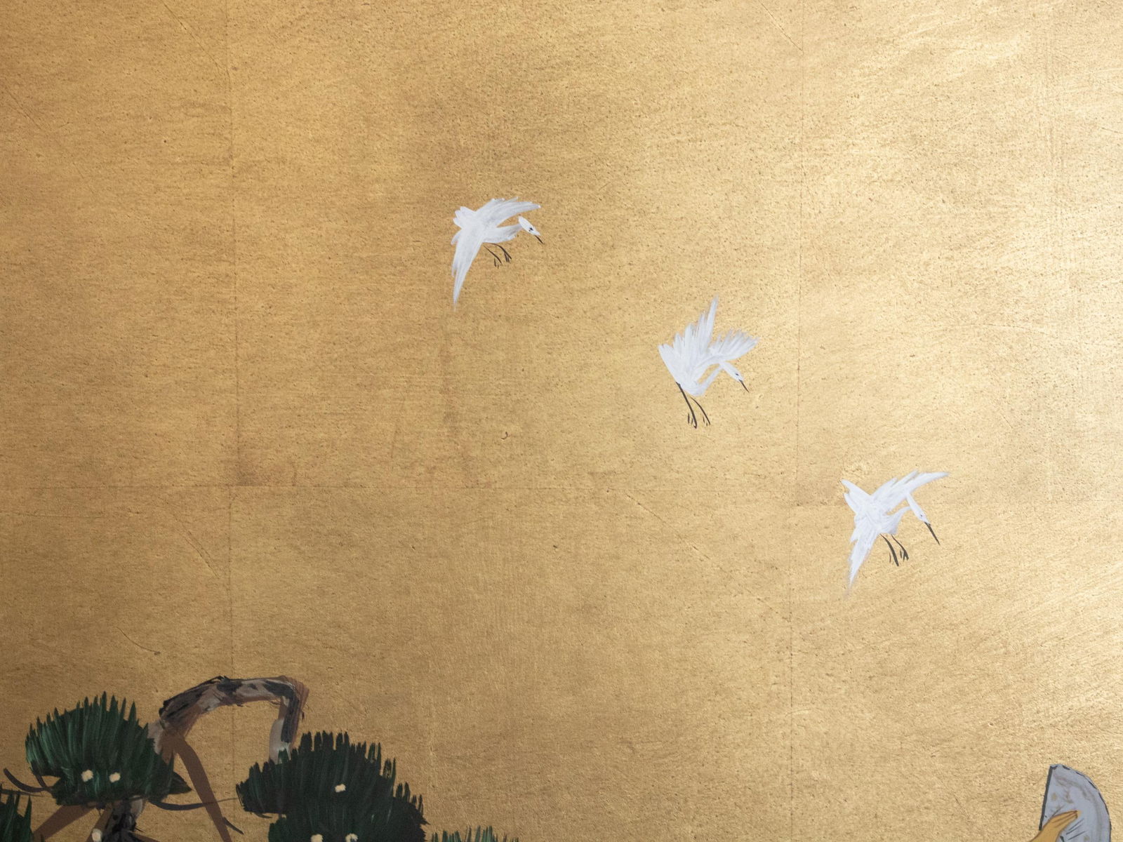 1960s ShÅwa Era Japanese Byobu Screen "Autumn Festival Scene by the Bridge" - 13