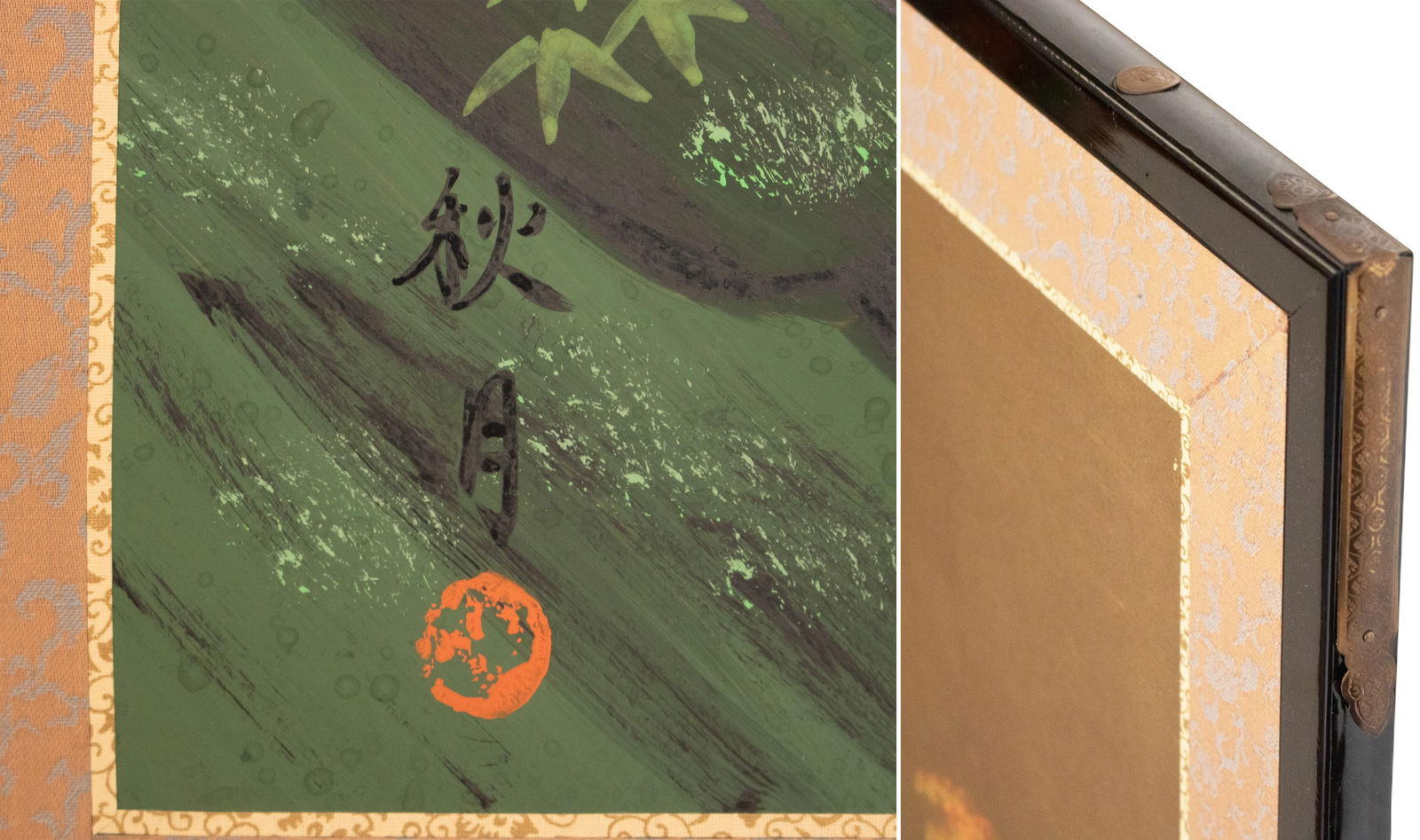 1960s ShÅwa Era Japanese Byobu Screen "Autumn Festival Scene by the Bridge" - 15