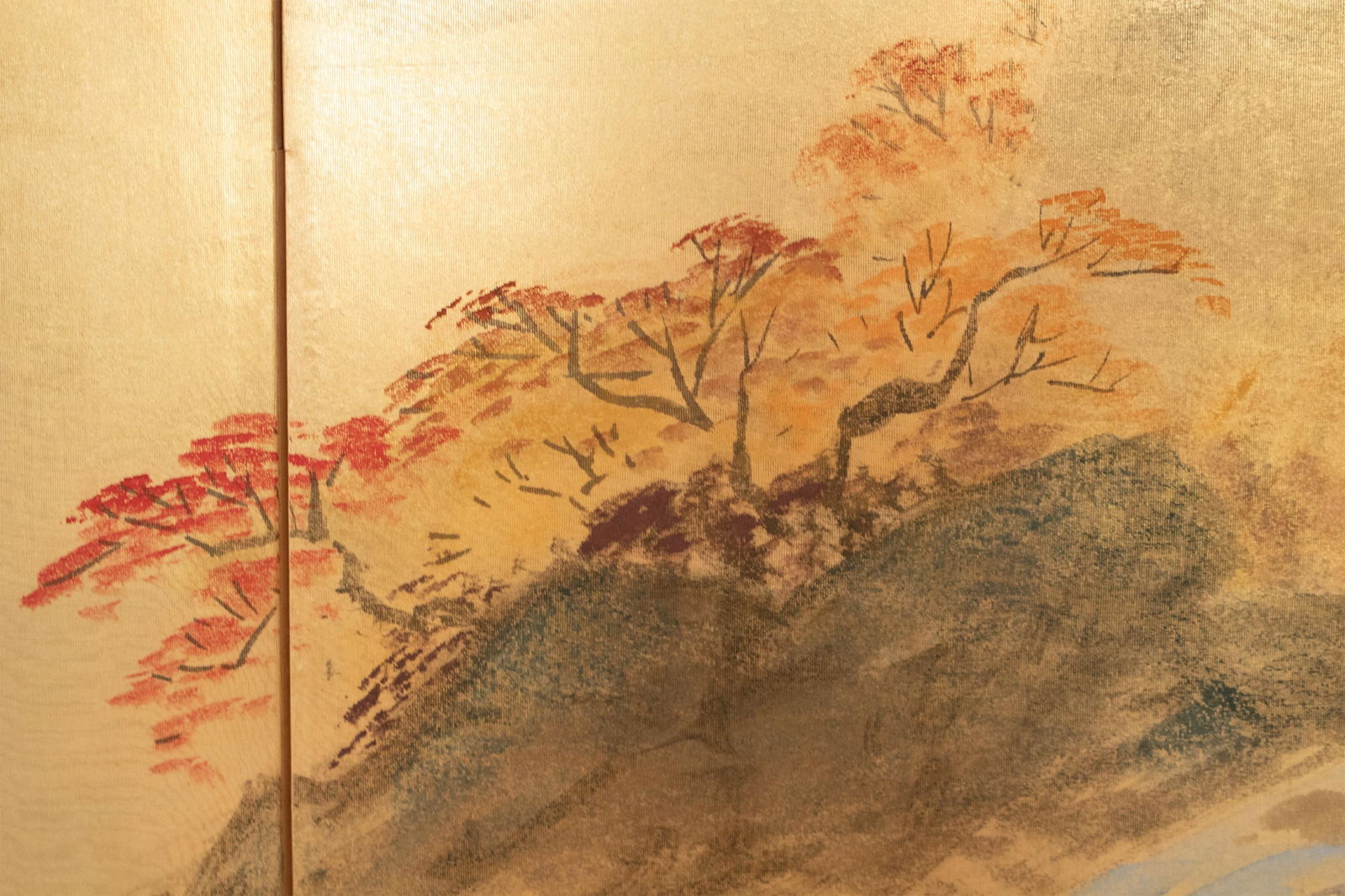 1970s ShÅwa Era Japanese Byobu Screen, "Autumn Landscape With River" - 10
