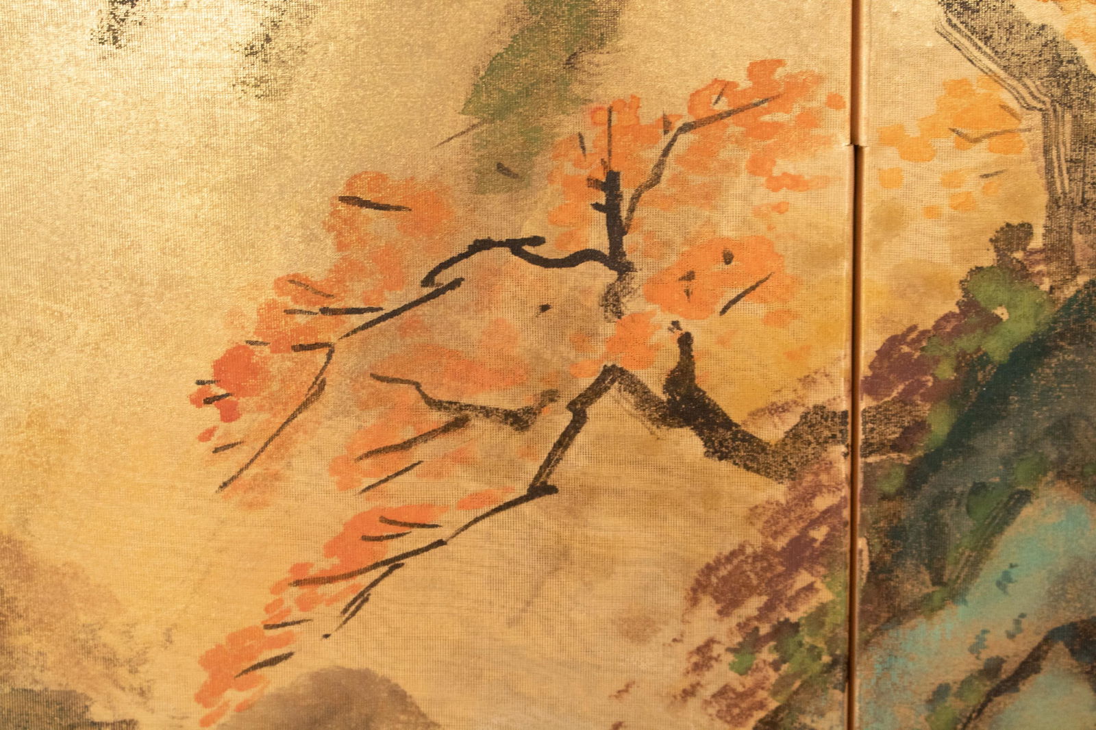 1970s ShÅwa Era Japanese Byobu Screen, "Autumn Landscape With River" - 11