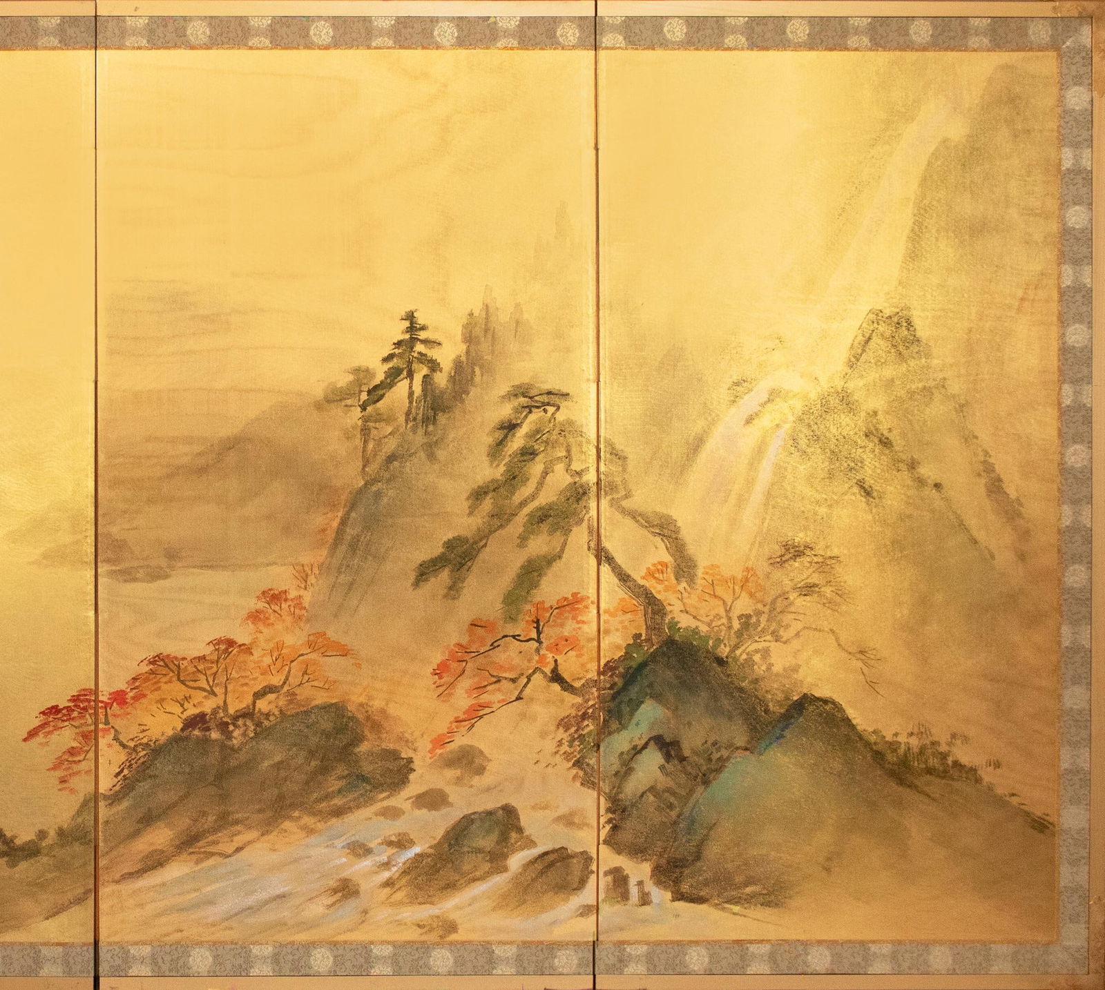 1970s ShÅwa Era Japanese Byobu Screen, "Autumn Landscape With River" - 4