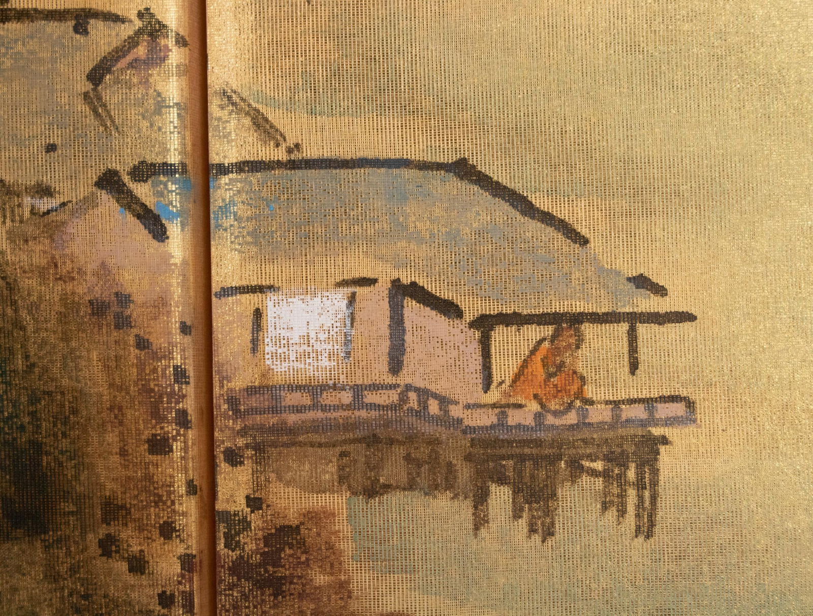 1970s ShÅwa Era Japanese Byobu Screen, "Autumn Landscape With River" - 6