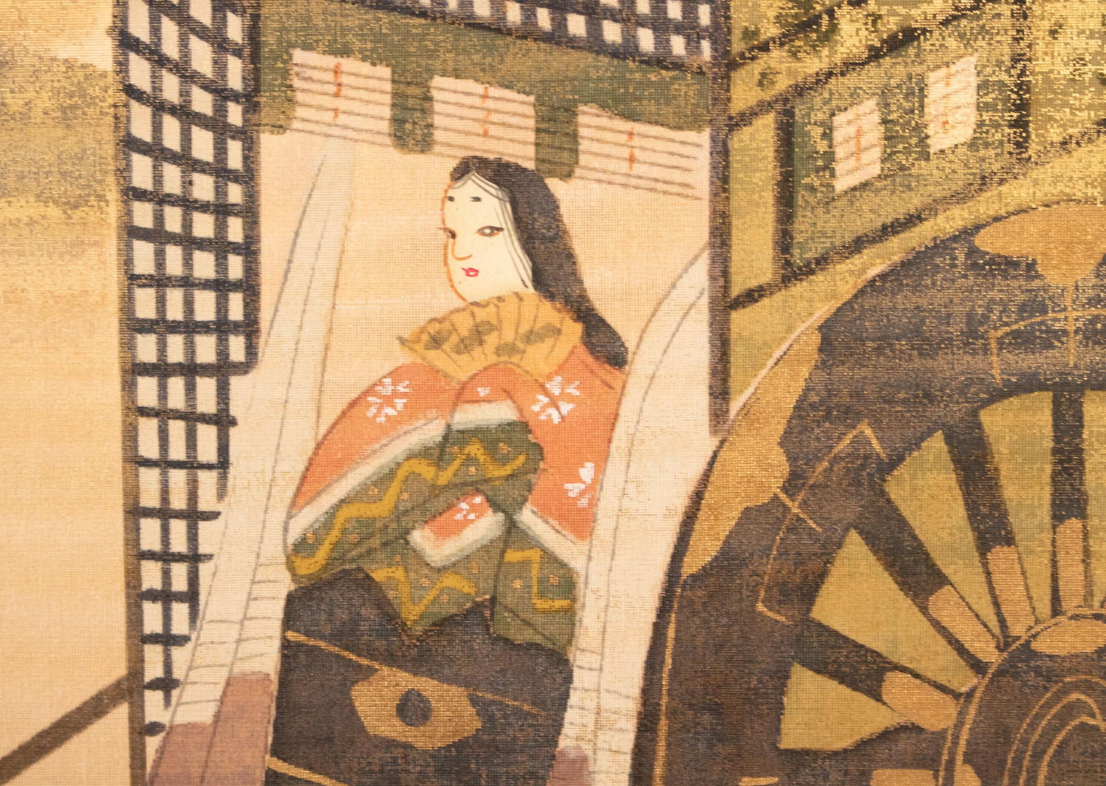 1970-1980s ShÅwa Era Japanese Silk Byobu Screen "The Tale of Genji" - 10