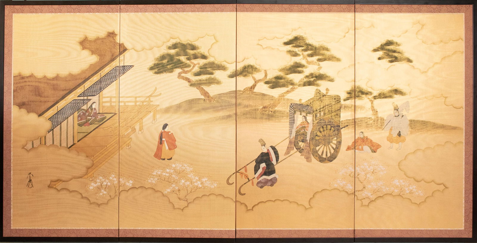 1970-1980s ShÅwa Era Japanese Silk Byobu Screen "The Tale of Genji" - 18
