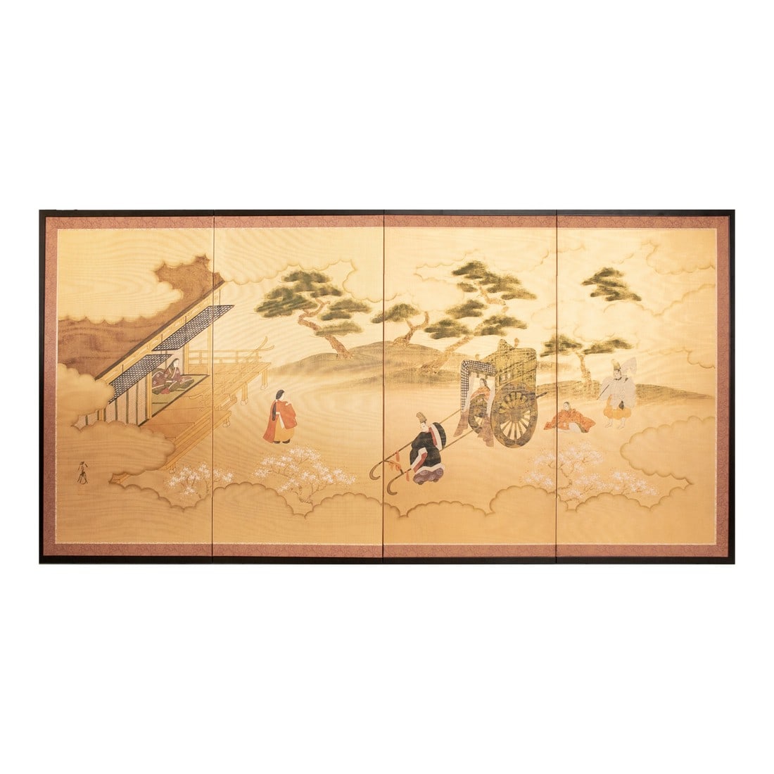 1970-1980s ShÅwa Era Japanese Silk Byobu Screen "The Tale of Genji" (1 of 18)