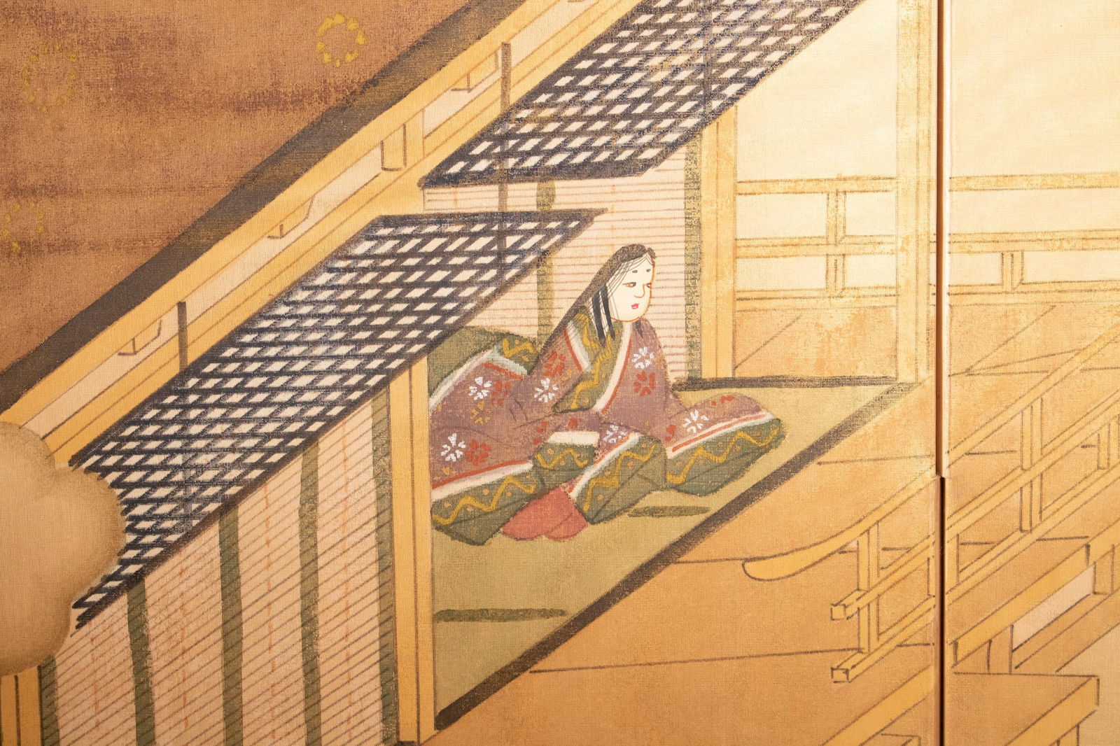 1970-1980s ShÅwa Era Japanese Silk Byobu Screen "The Tale of Genji" - 2