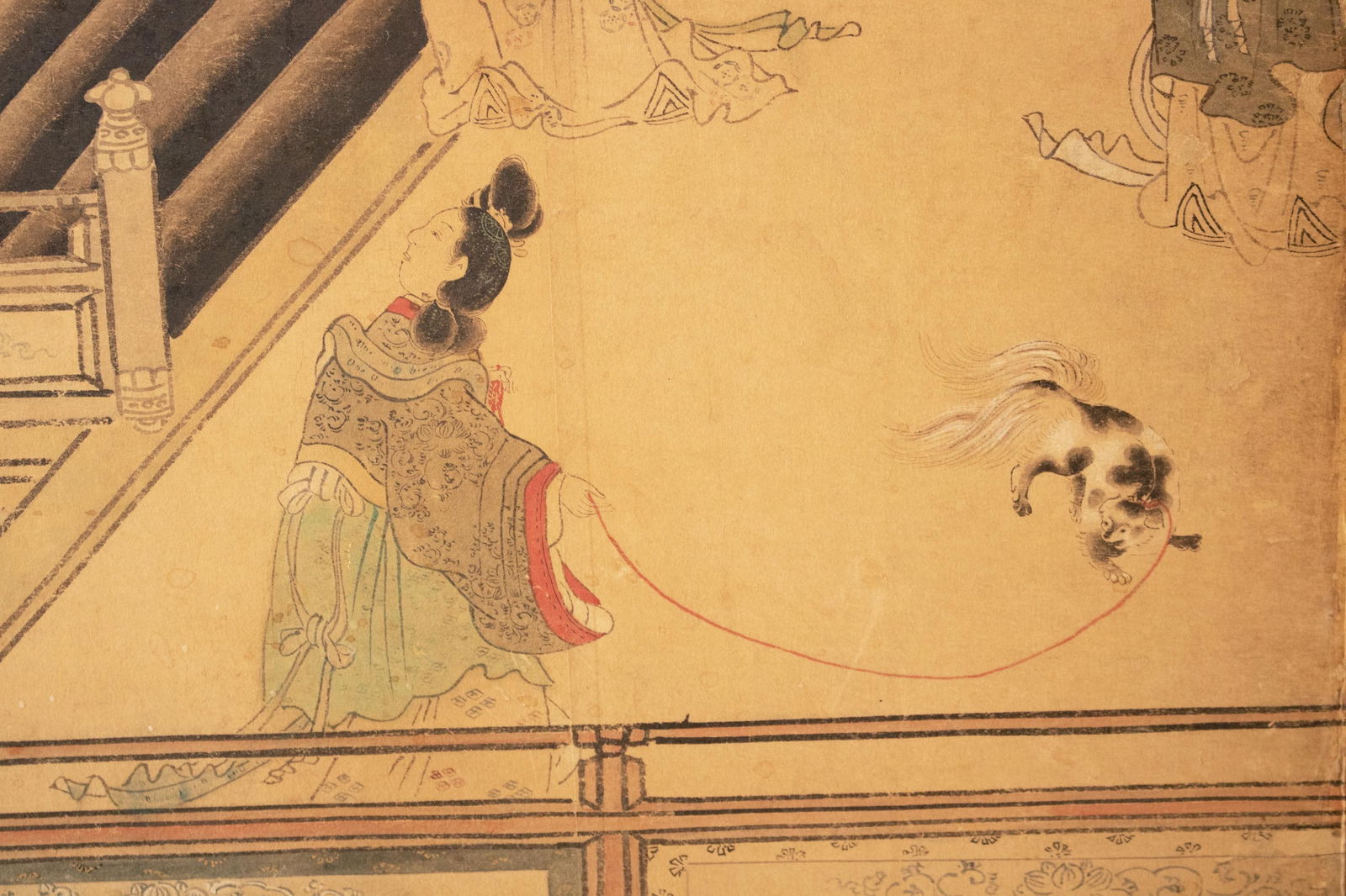 Meiji Era XL Japanese Yamato-E Style 6-Panel Byobu Screen "Chinese Palace Courtyard" - 13