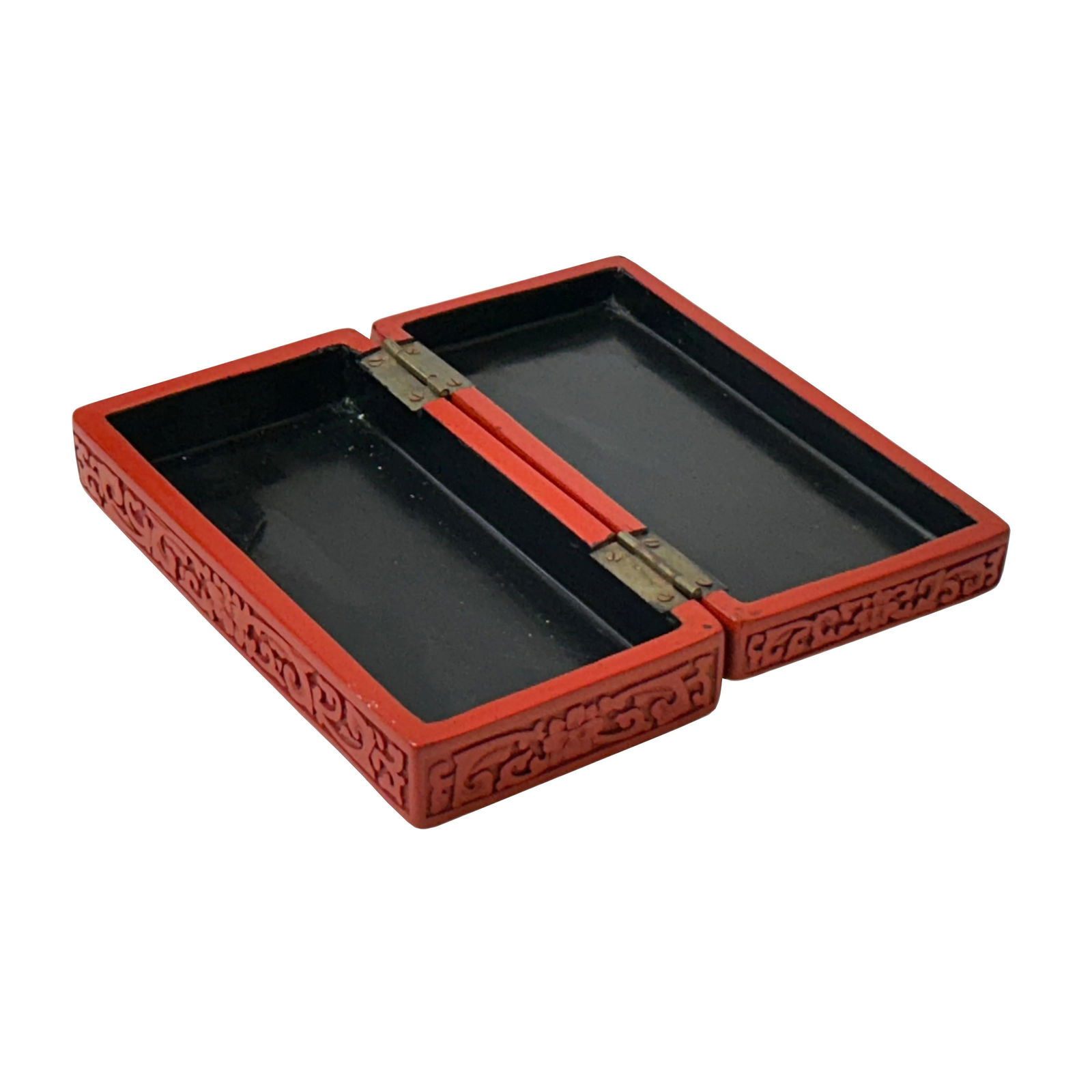 Hand Craft Vintage Chinese Red Lacquer Rectangular Floral Accent Box - 3