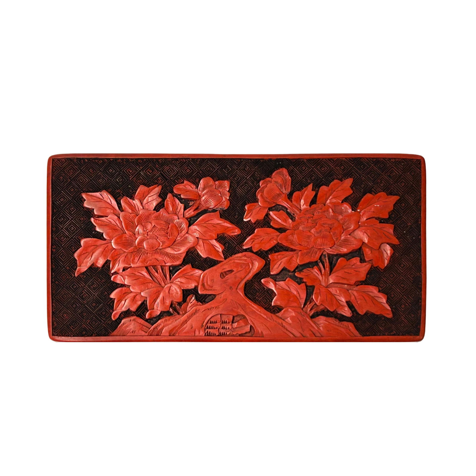 Hand Craft Vintage Chinese Red Lacquer Rectangular Floral Accent Box - 6