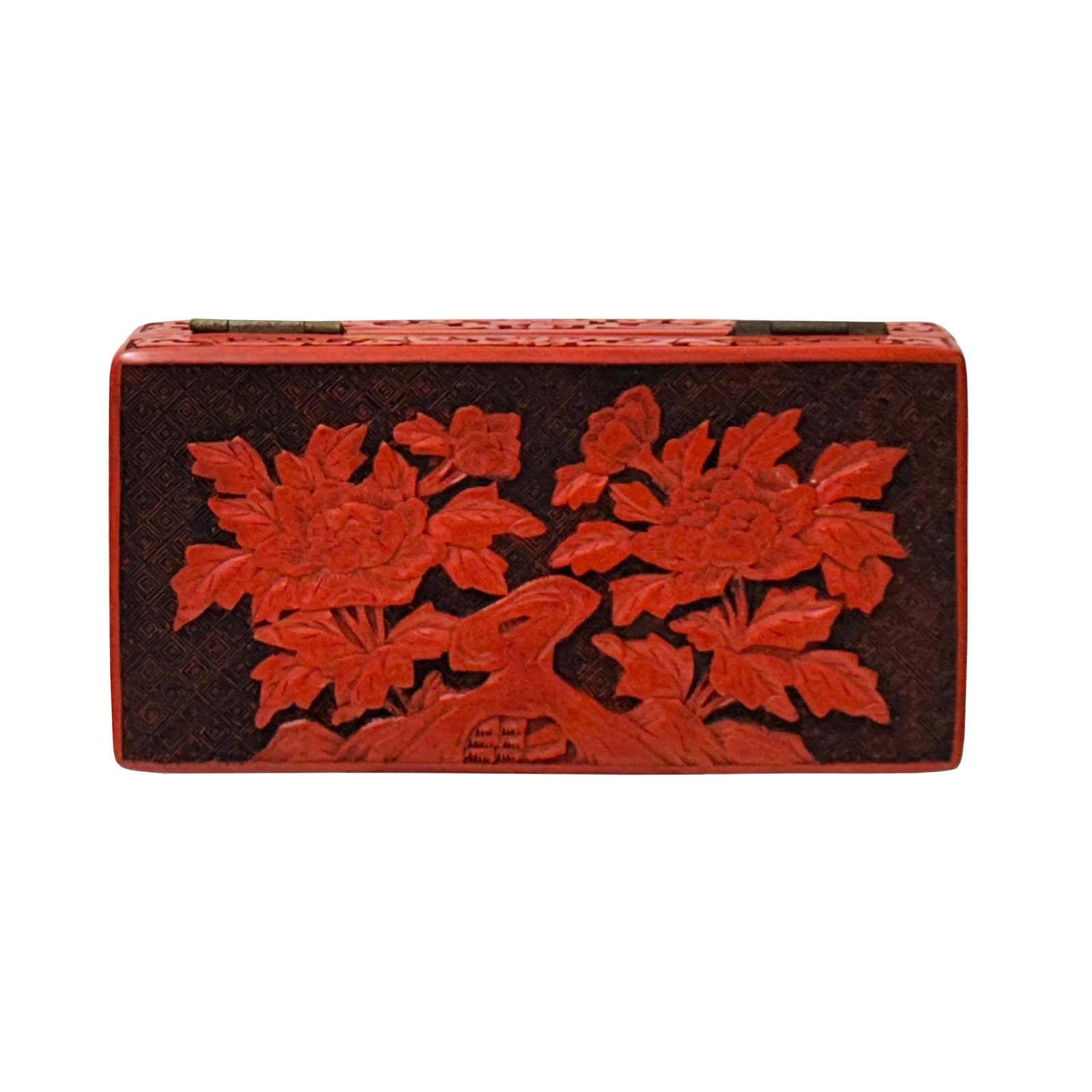 Hand Craft Vintage Chinese Red Lacquer Rectangular Floral Accent Box - 7