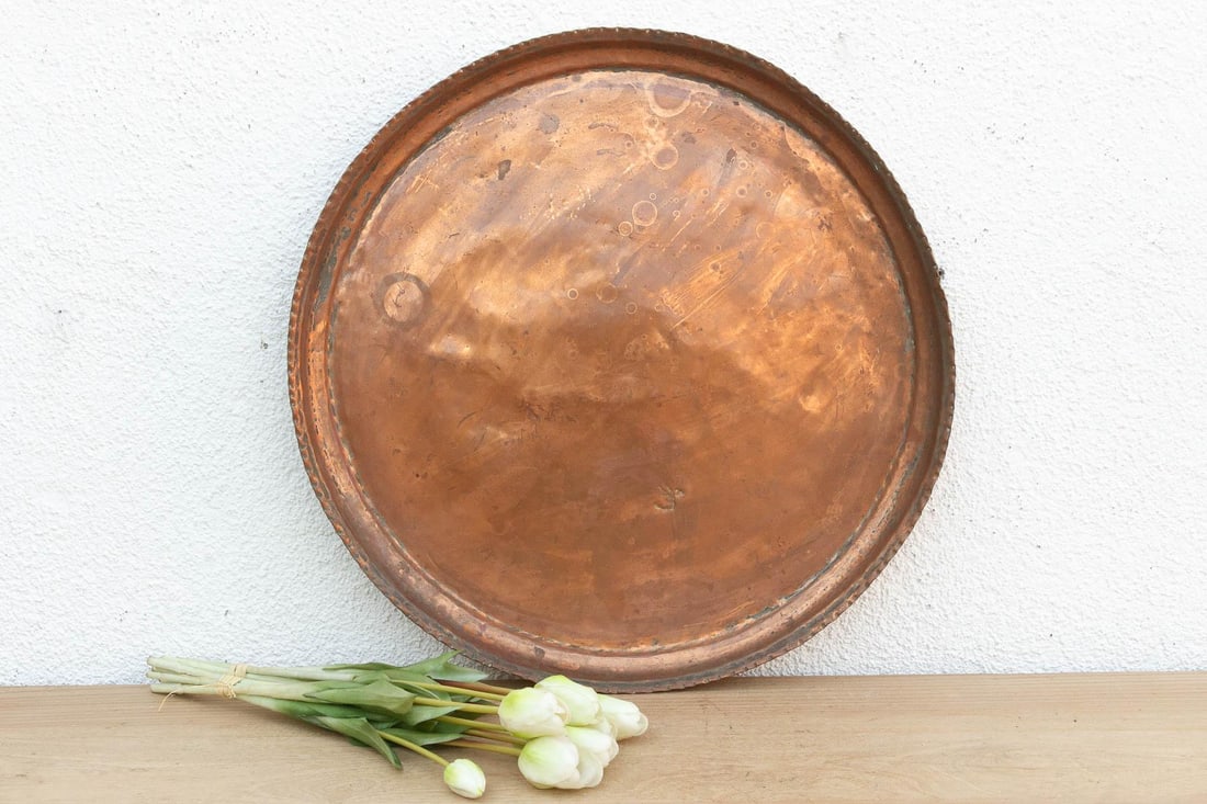22" Dm Large Antique Copper Charger - 2
