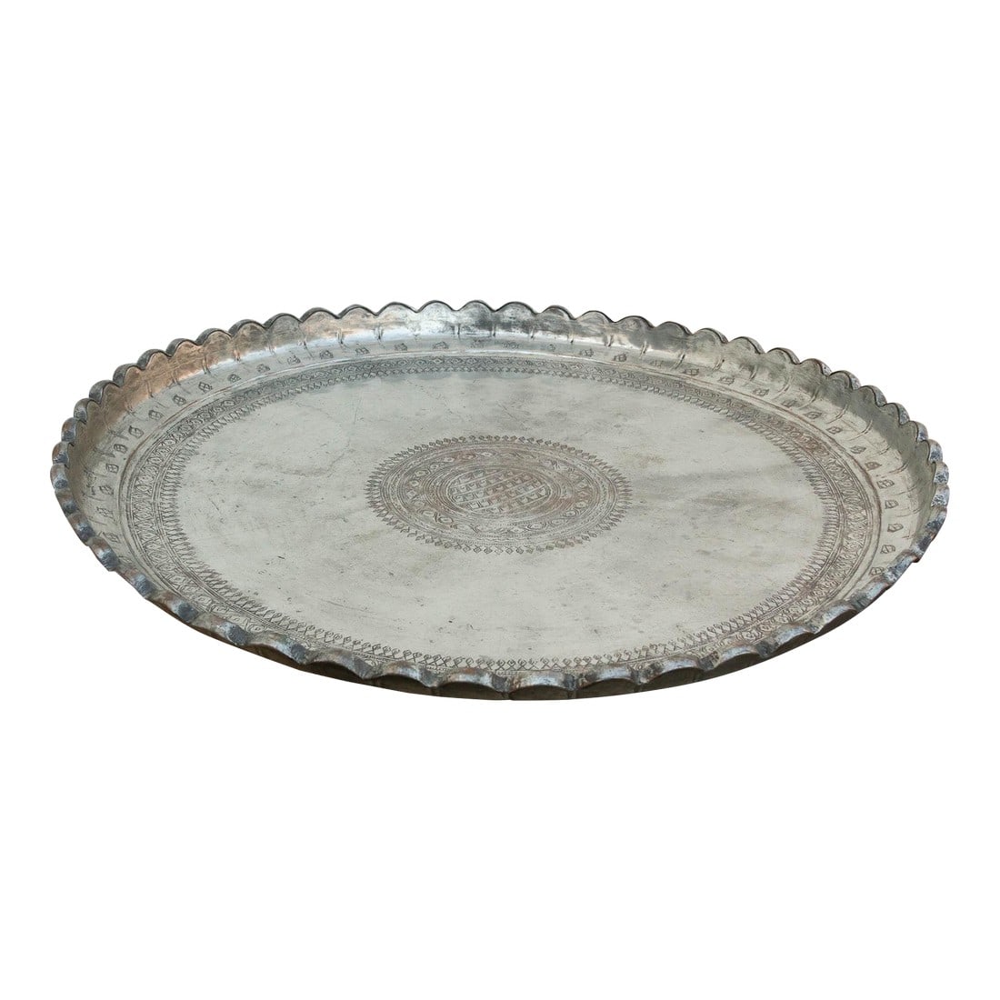 Monumental 26" Dm Antique Tinned Copper Tray (1 of 7)