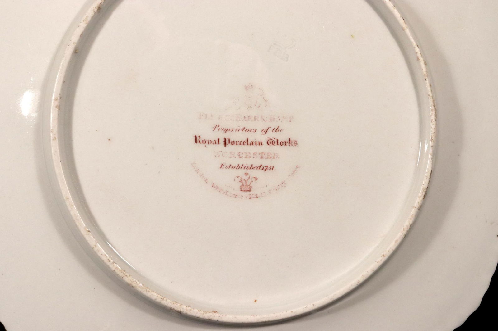 Flight, Barr & Barr Worcester Armorial Porcelain Claret-Ground Dessert Plates- A Set of Twelve - 12