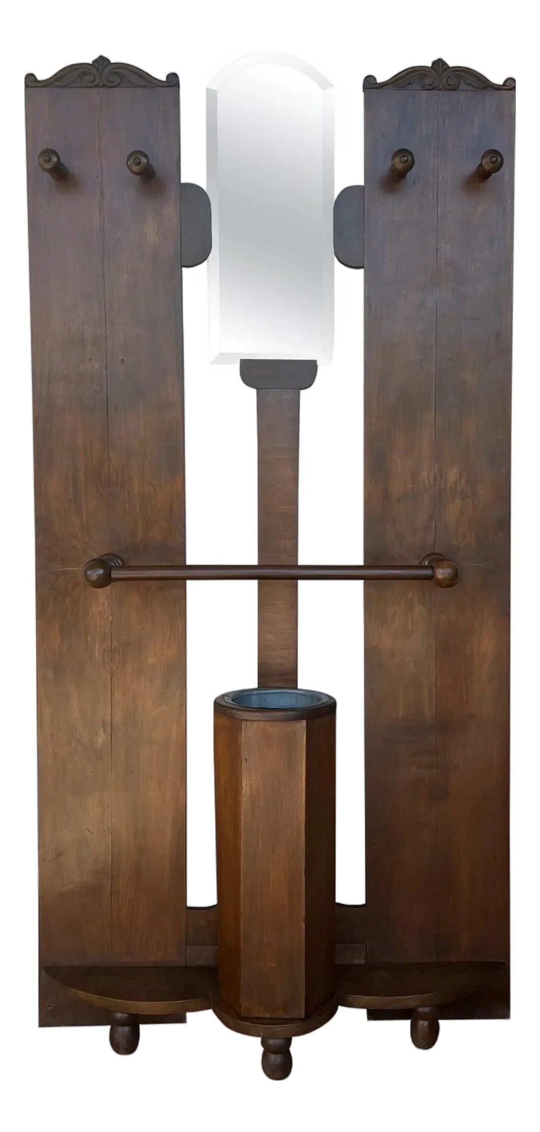 Mid 20th Century Art DecÃ² Coat Rack Floor Stand with Umbrella Holder and Mirror (1 of 18)