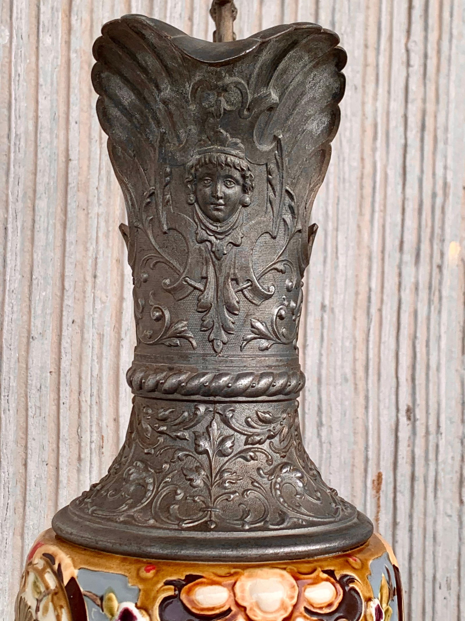 19th Century French Hand Painted Faience Ewer Vase - 6