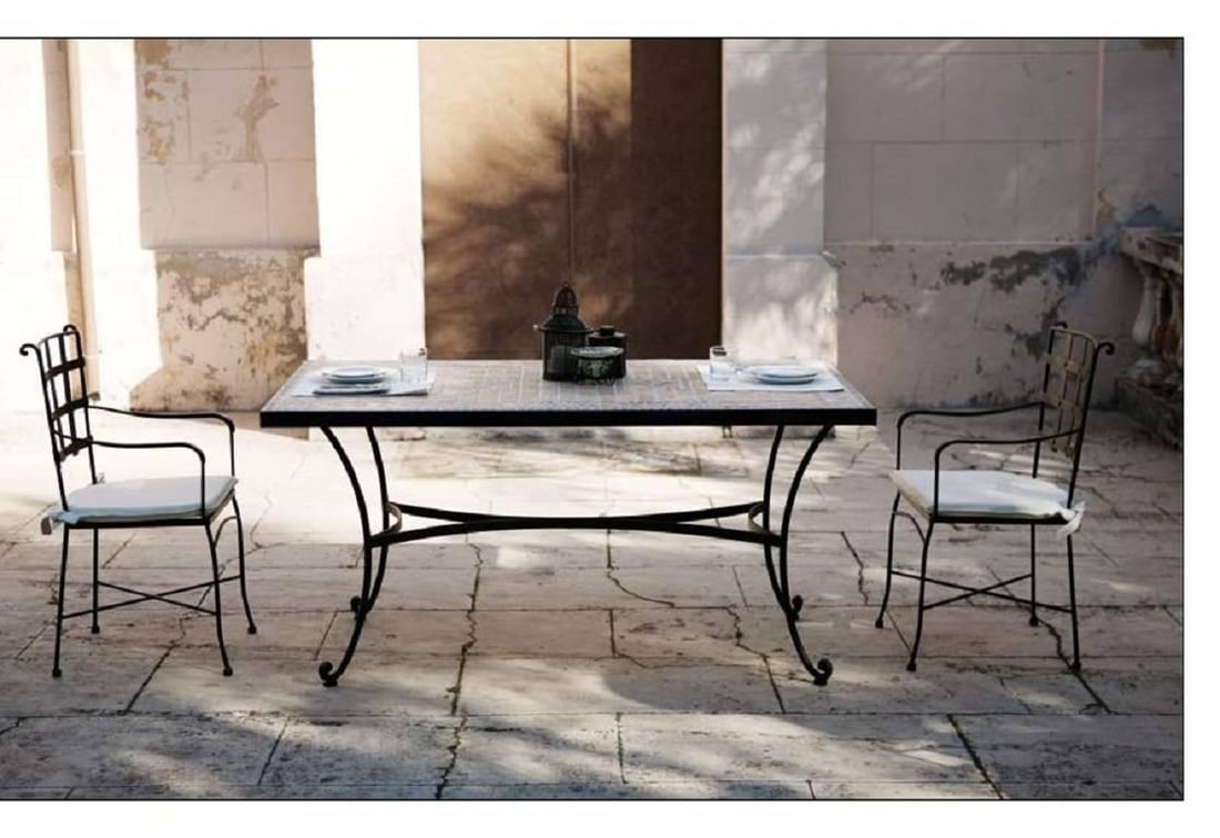 Patio, Garden, Kitchen or Dining Room Table in Wrought Iron. Indoor & Outdoor - 4
