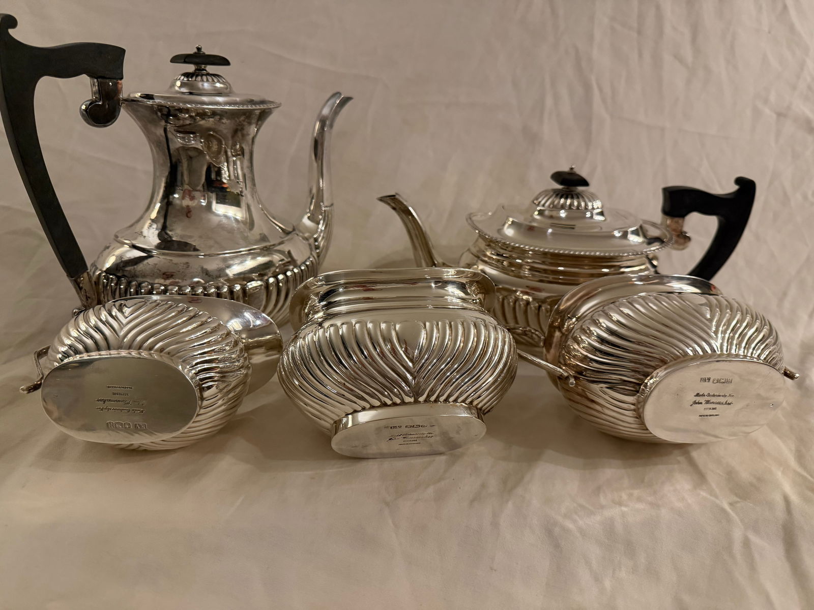 Antique English Sterling Silver Tea & Coffee Set – Made for John Wanamaker, 2365g - 11