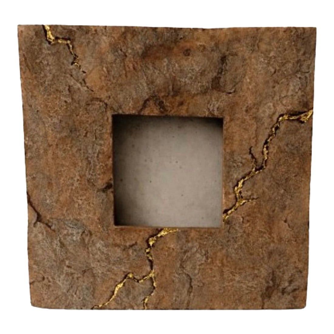 1970s Sculptural Stone Picture Frame With Gilded Vein Detailing | Industrial Modern (1 of 3)