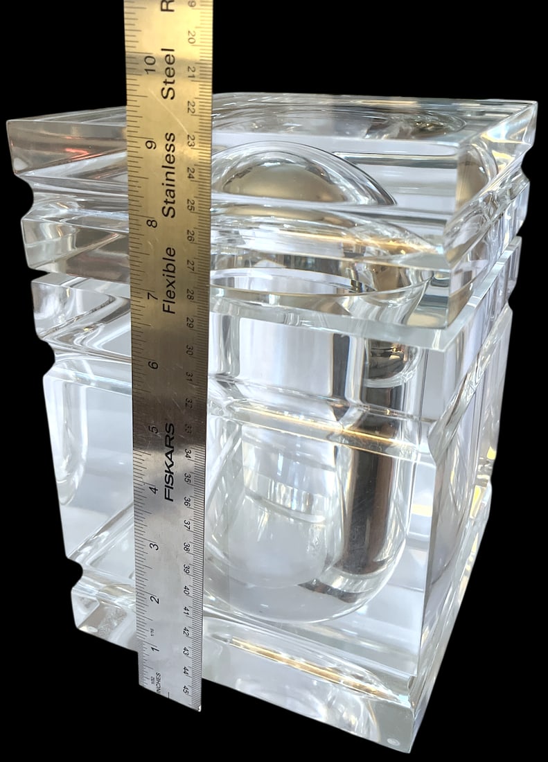 Large Vintage Lucite Ice Bucket With Swivel Lid, Attributed to Alessandro Albrizzi, Italy, C. 1970s - 8