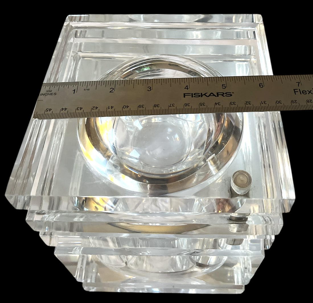 Large Vintage Lucite Ice Bucket With Swivel Lid, Attributed to Alessandro Albrizzi, Italy, C. 1970s - 9