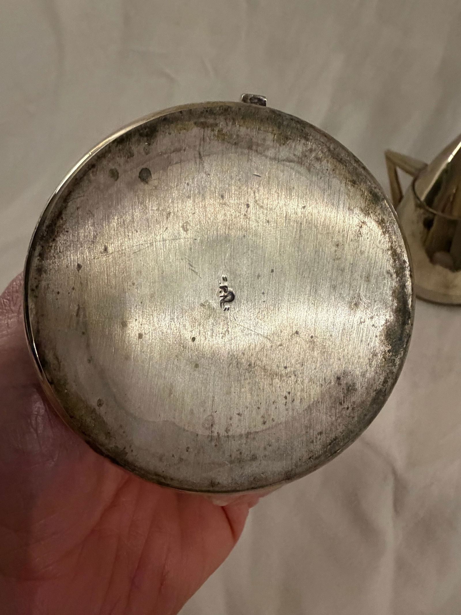 Mid 20th Century Art Deco Silver-Tone Metal Tea Set – Teapot, Sugar Pot & Milk Pot, 3-Piece - 10