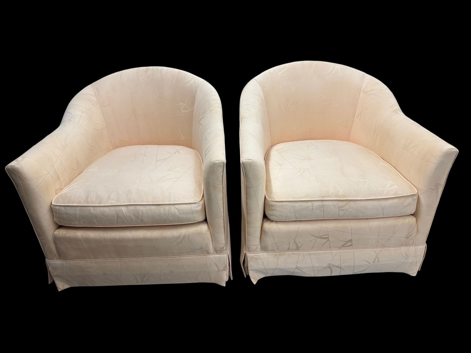 1950s Baker Furniture Co. Barrel Chairs on Caster Wheels - A Pair - 2