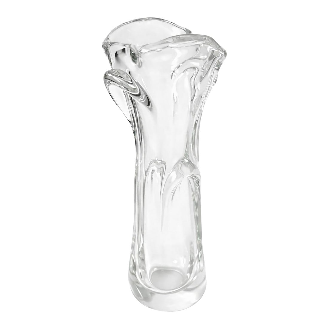 1960s Hand-Formed Style Clear Art Glass Vase, Sculptural Freeform Design (1 of 2)