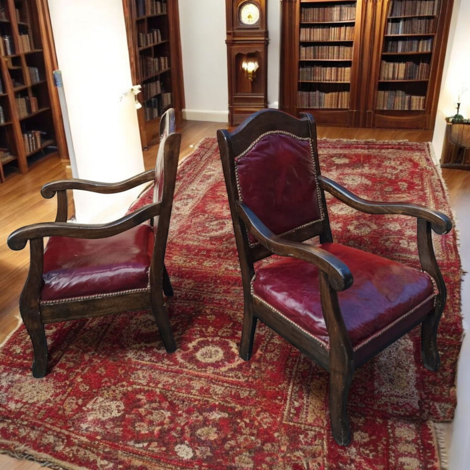 Elevate Your Home With This Stunning Pair of Antique Victorian-Style Parlor Leather Armchairs - 5