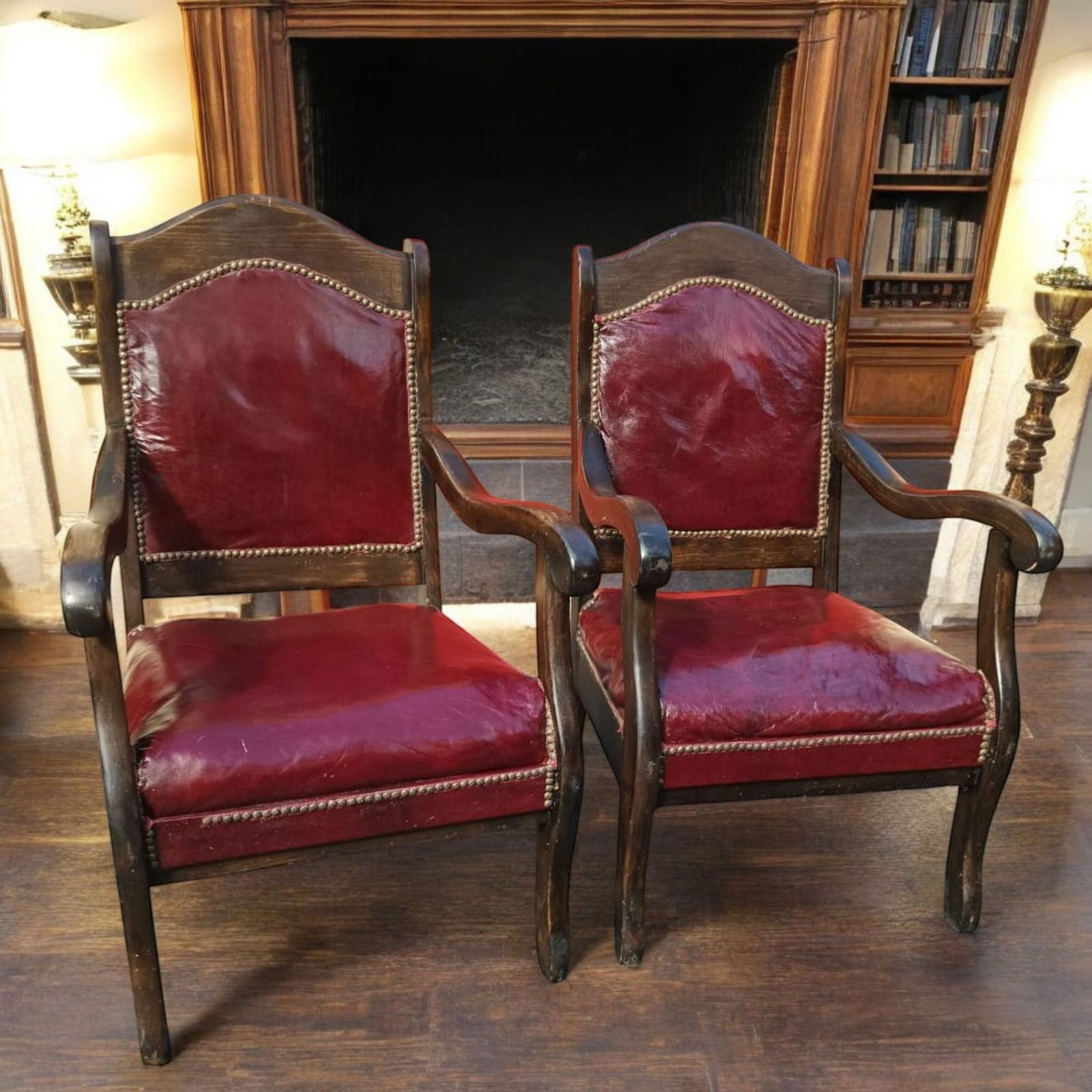 Elevate Your Home With This Stunning Pair of Antique Victorian-Style Parlor Leather Armchairs - 7