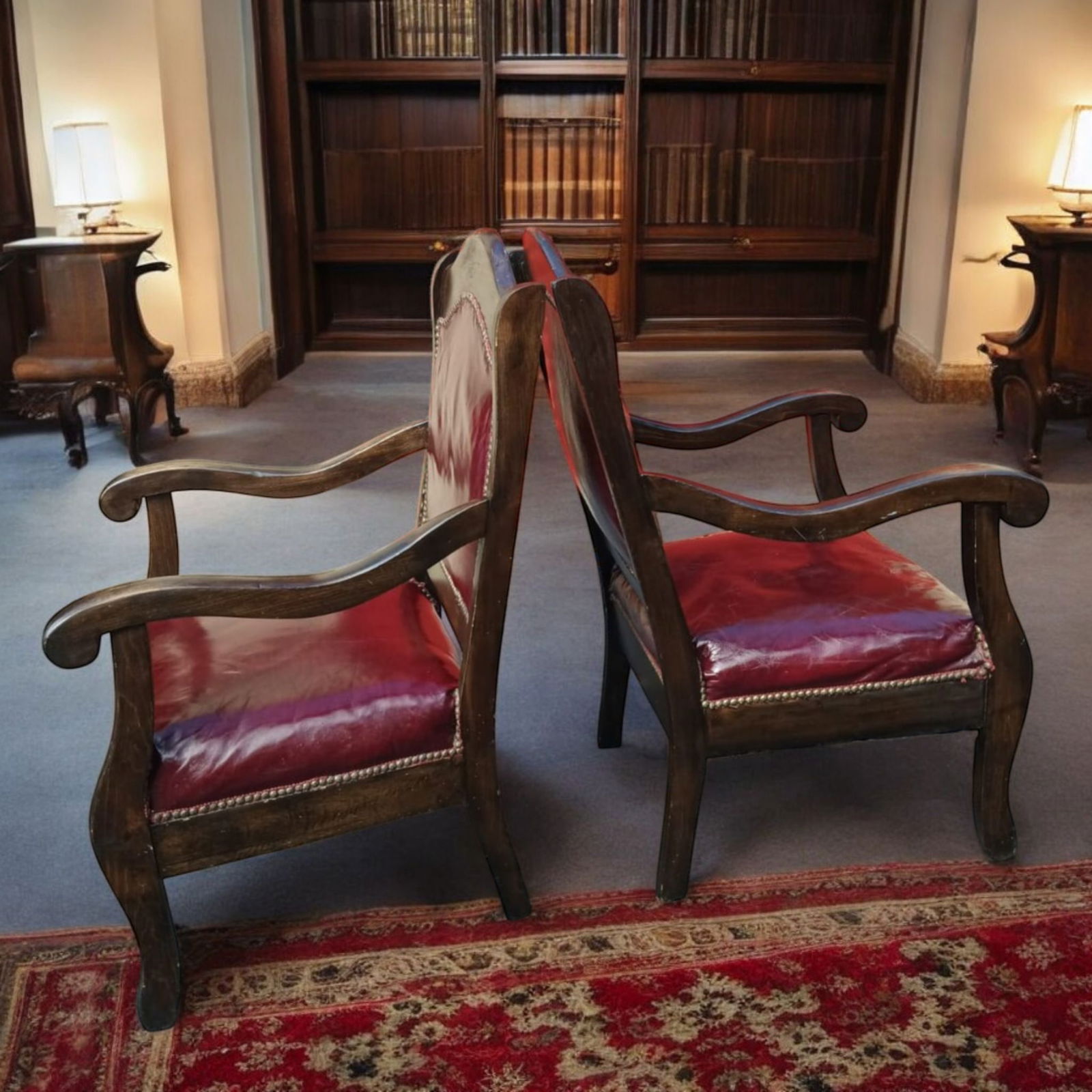 Elevate Your Home With This Stunning Pair of Antique Victorian-Style Parlor Leather Armchairs - 8