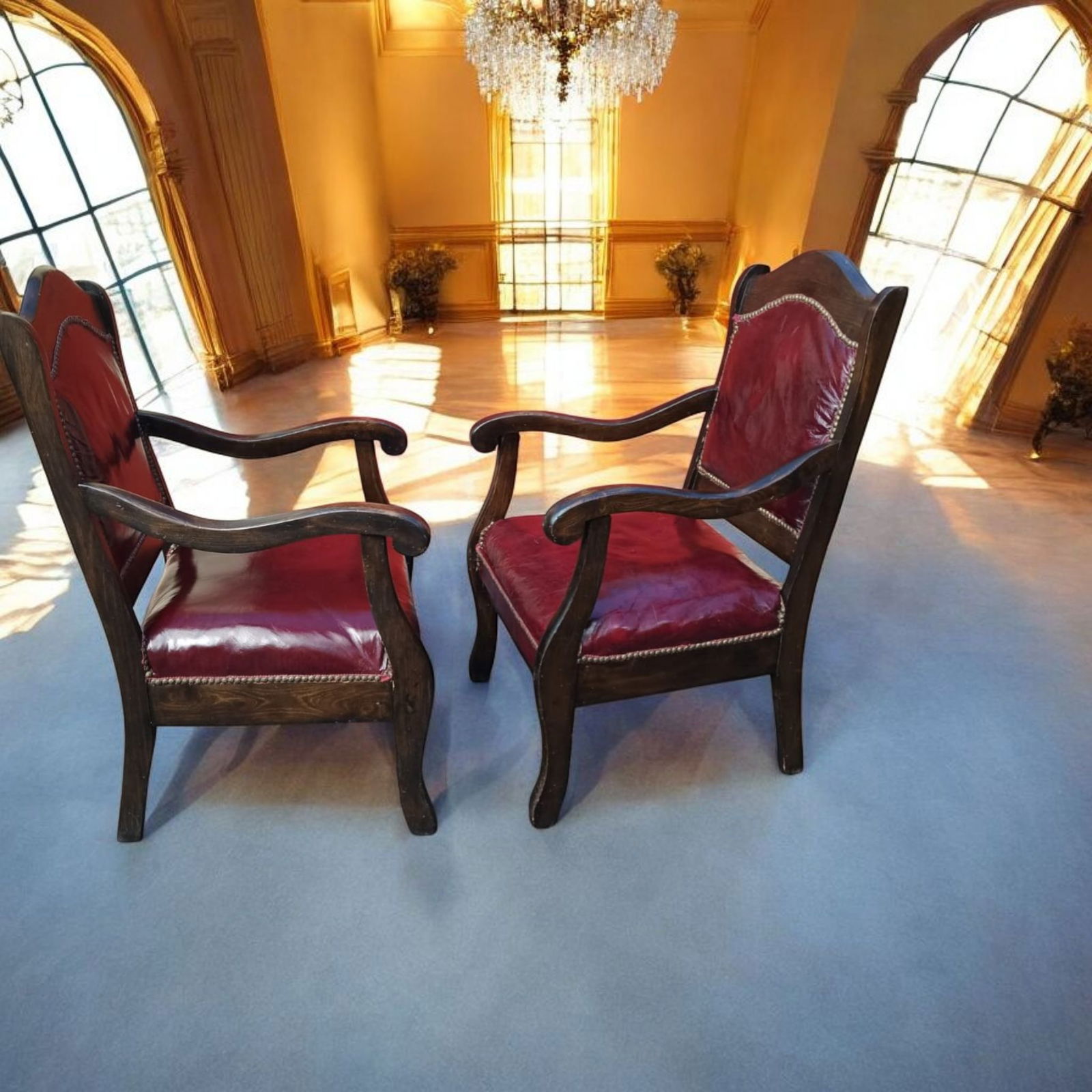 Elevate Your Home With This Stunning Pair of Antique Victorian-Style Parlor Leather Armchairs - 9