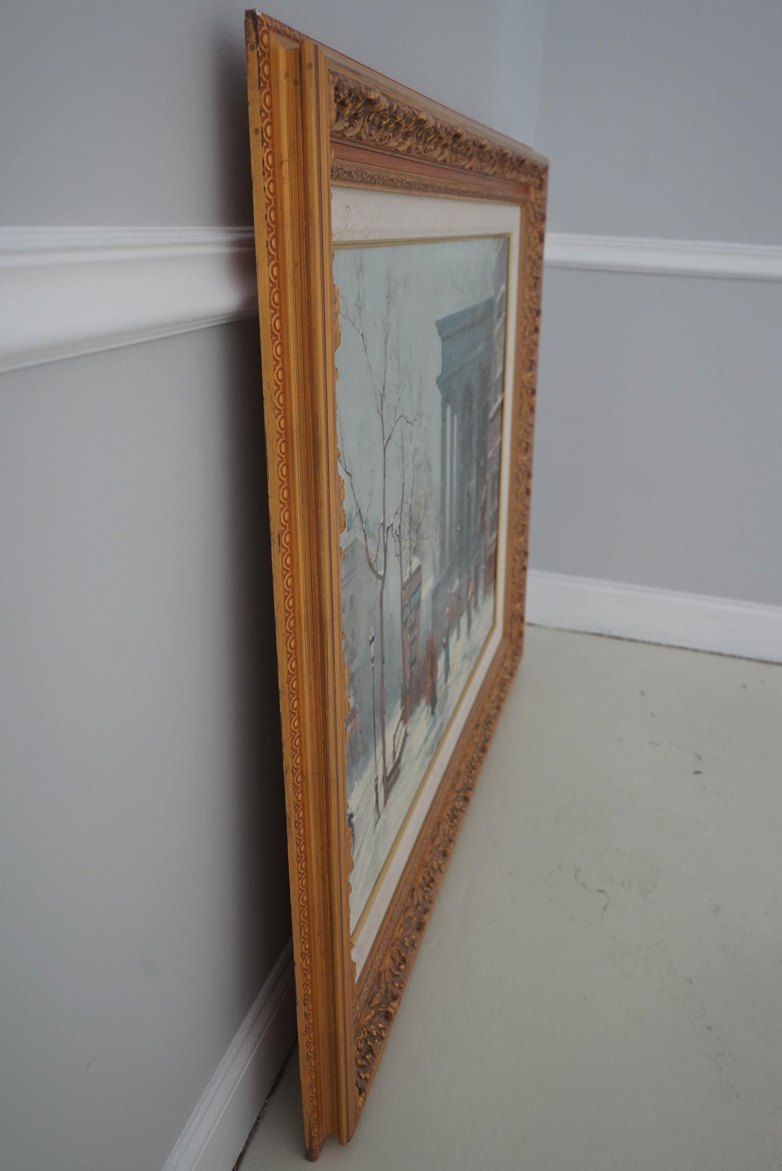 Stunning 20th Century Paris Winter Scene Oil Painting on Canvas - 2