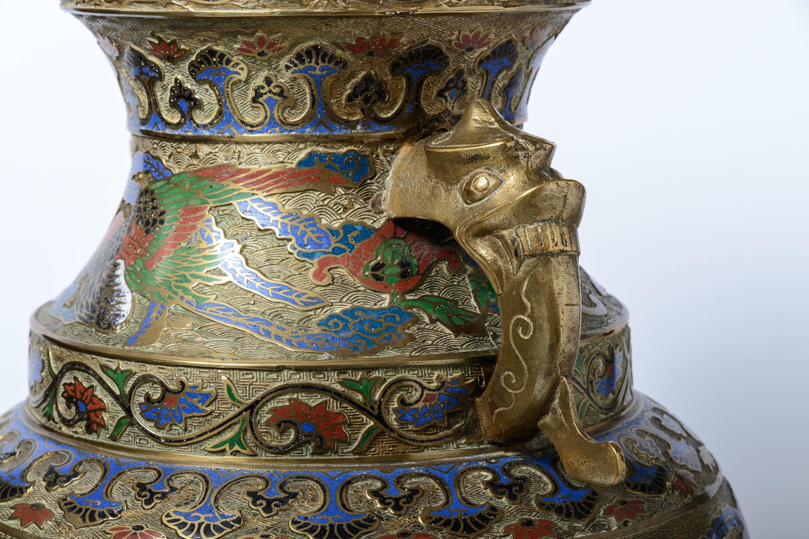 Bronze Urn With Cloisonne - 5