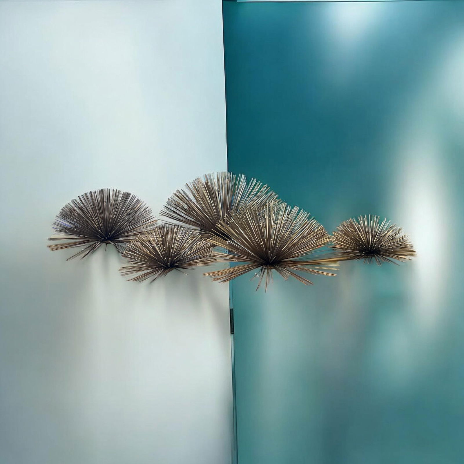 1970s Curtis Jere Brass Sea Urchin / Pom Pom Wall Sculpture - 12