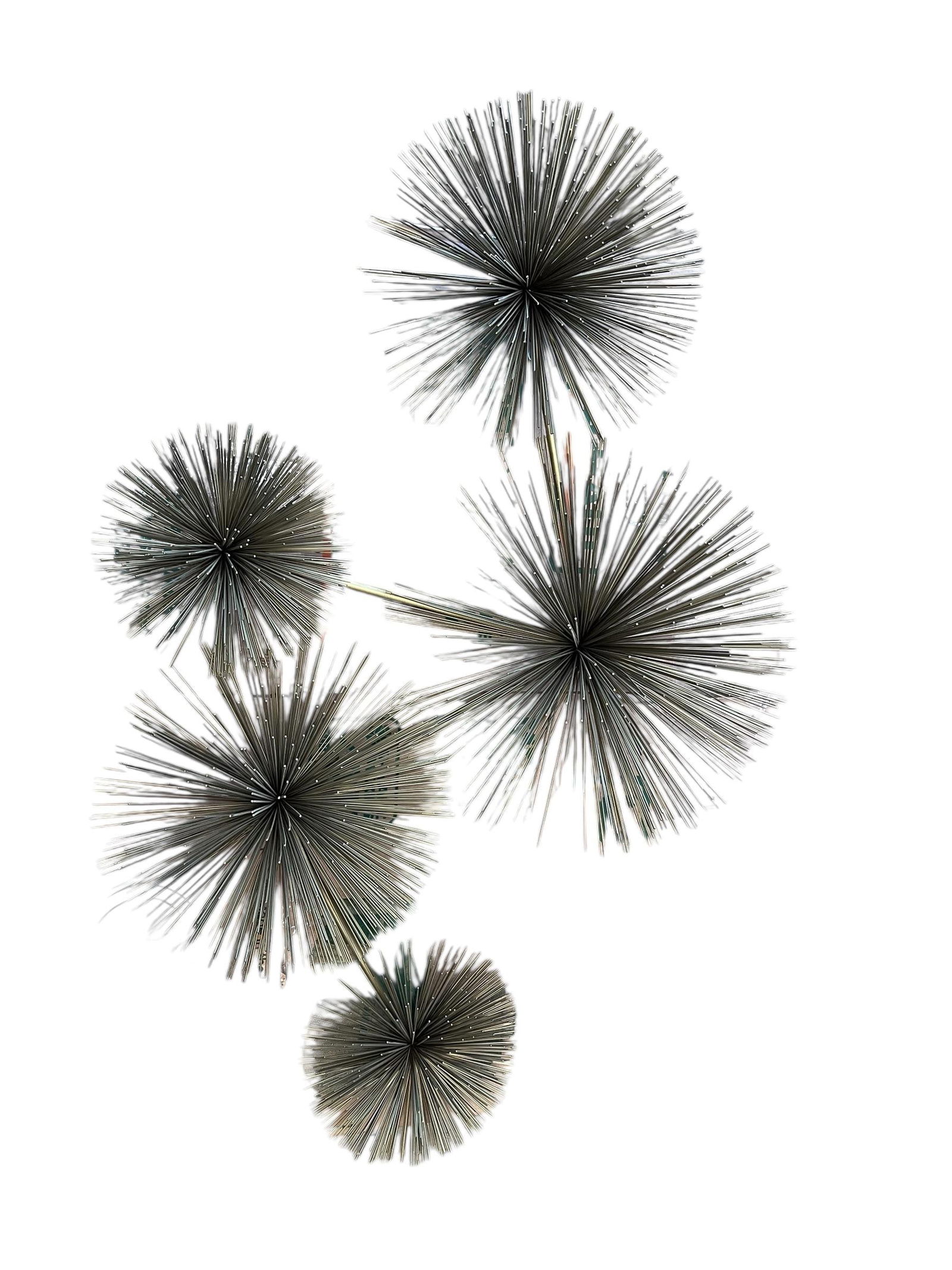 1970s Curtis Jere Brass Sea Urchin / Pom Pom Wall Sculpture - 4
