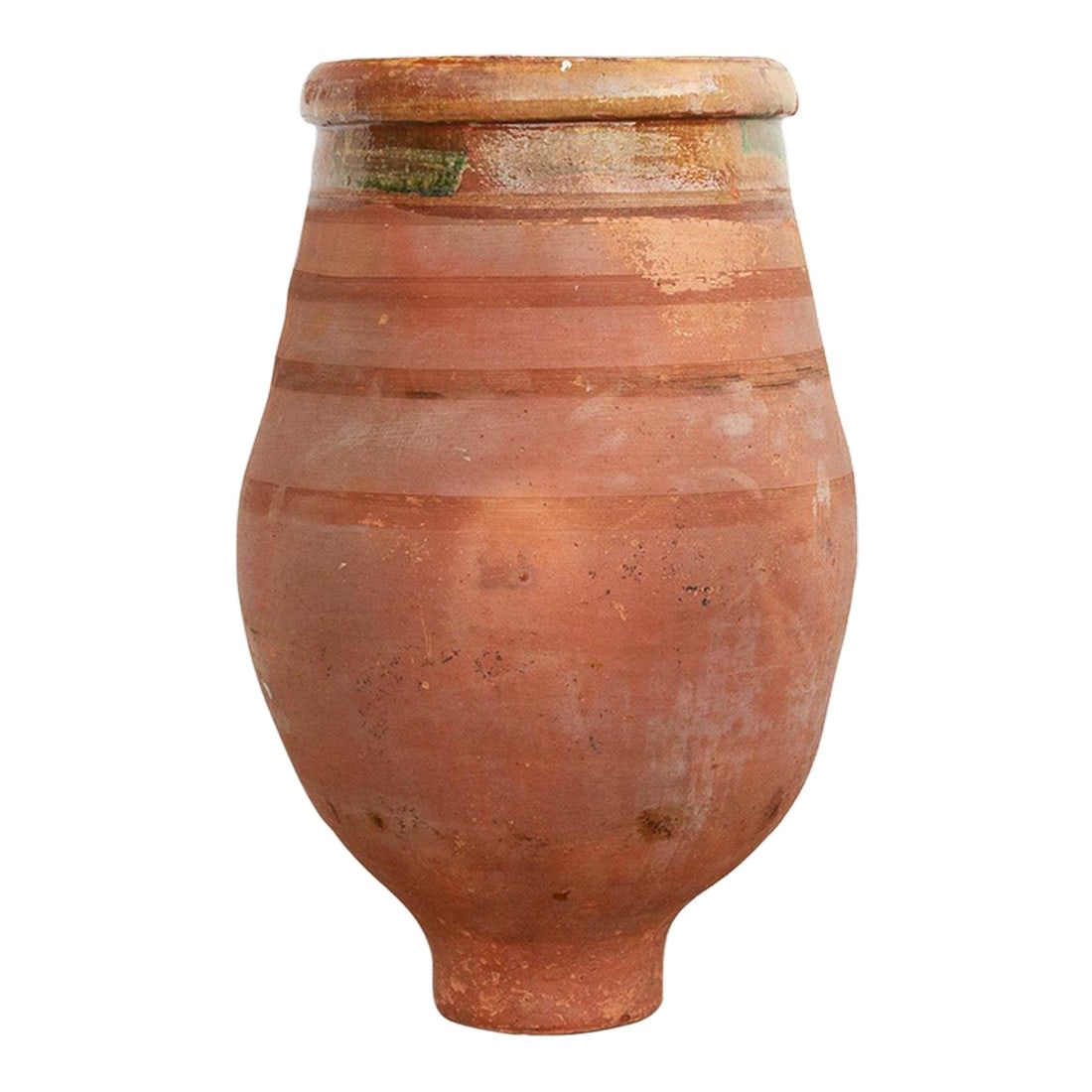 Large Mediterranean Terracotta Glazed Rim Floor Vase (1 of 11)