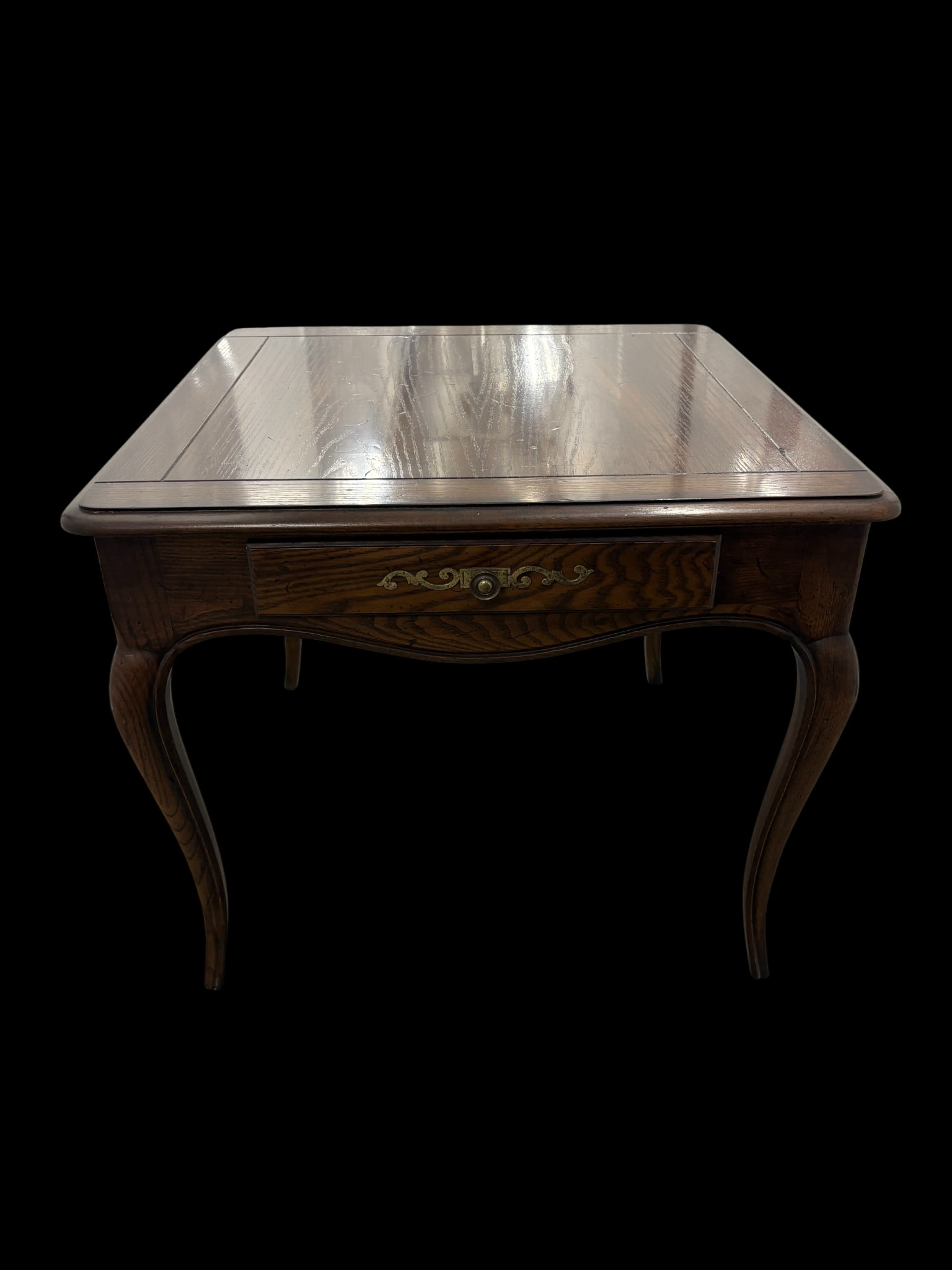 Late 20th Century Henredon Four Centuries Collection Distressed Red Oak Square Side Table With Drawe - 2