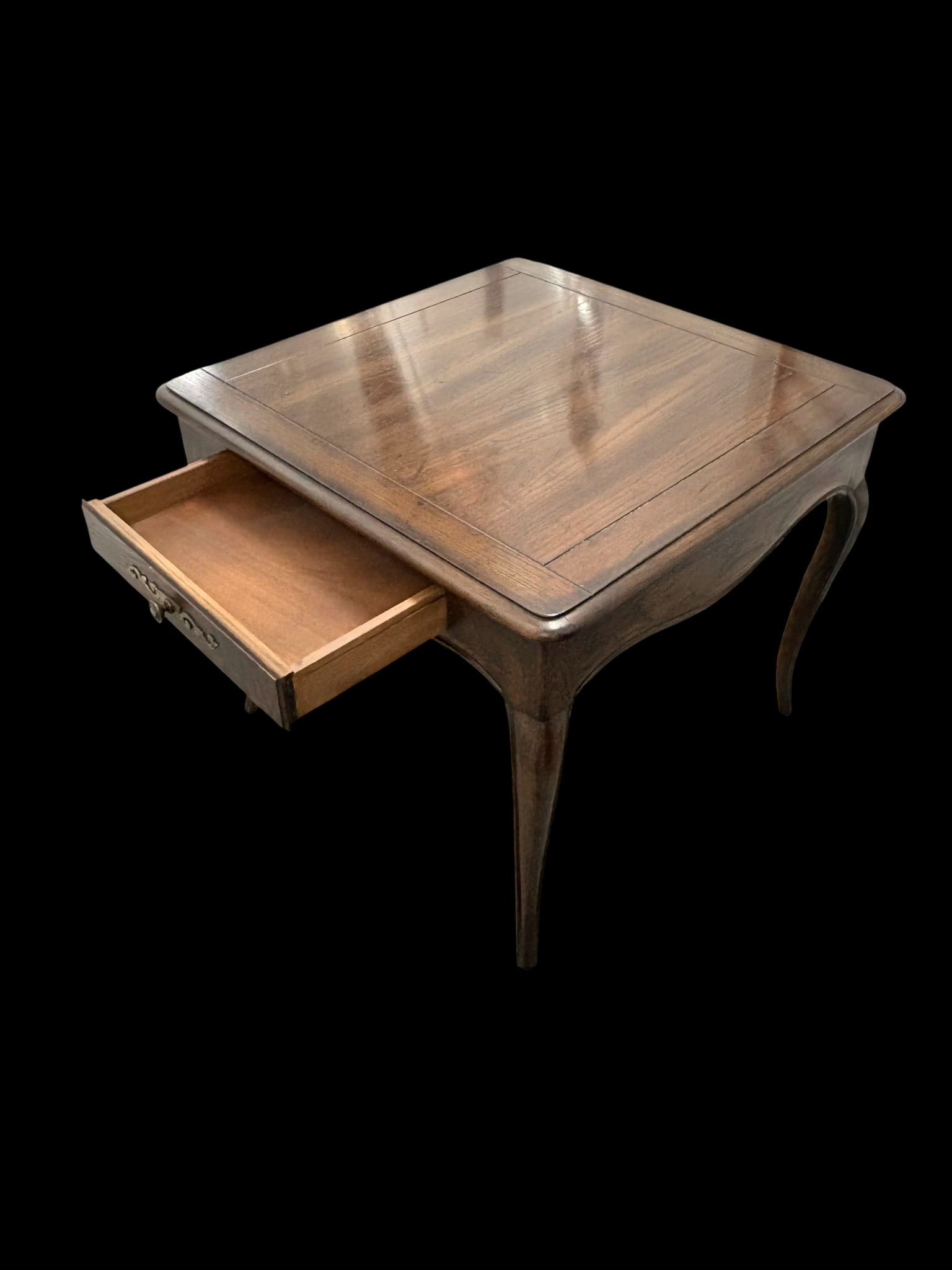 Late 20th Century Henredon Four Centuries Collection Distressed Red Oak Square Side Table With Drawe - 8