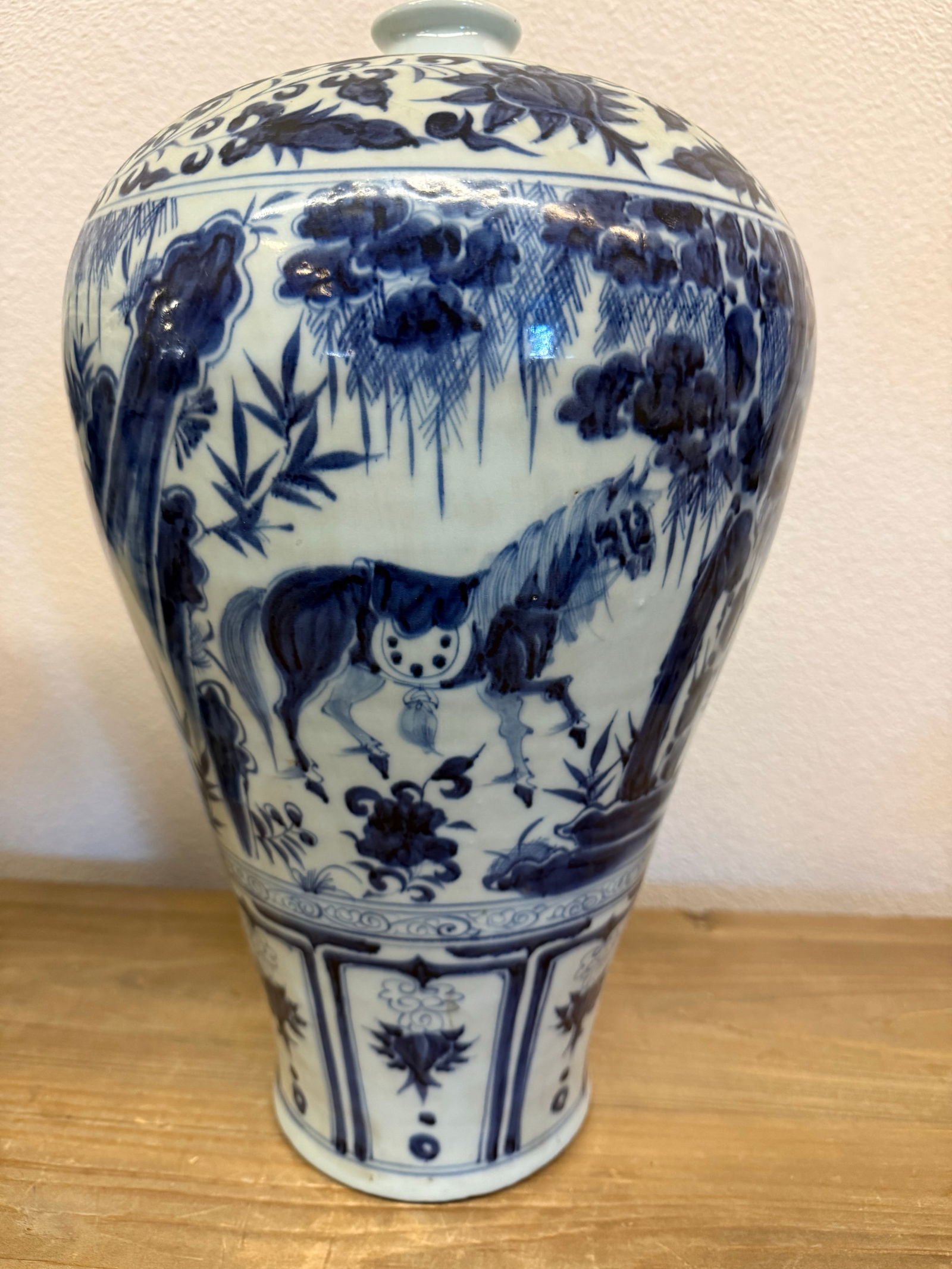 Pair of Large Blue and White Chinese Yuan Period Character Vases 17" - 4